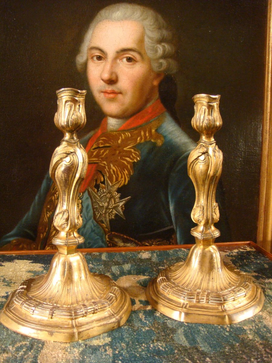 Pair Of Louis XV Gilt Bronze Candlesticks-photo-7