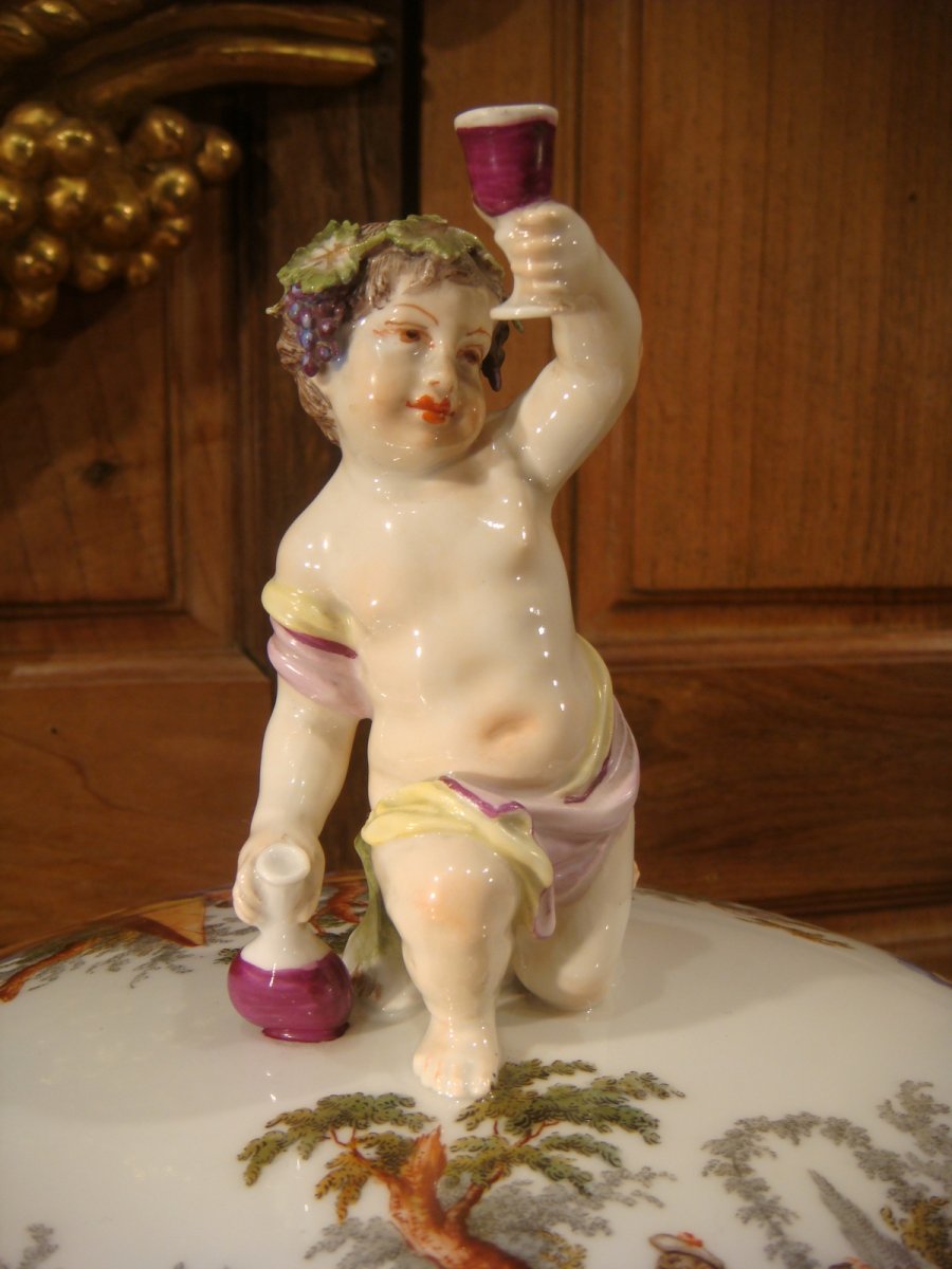 Pot Couvert Soupière Bacchus En Porcelaine Allemande-photo-4