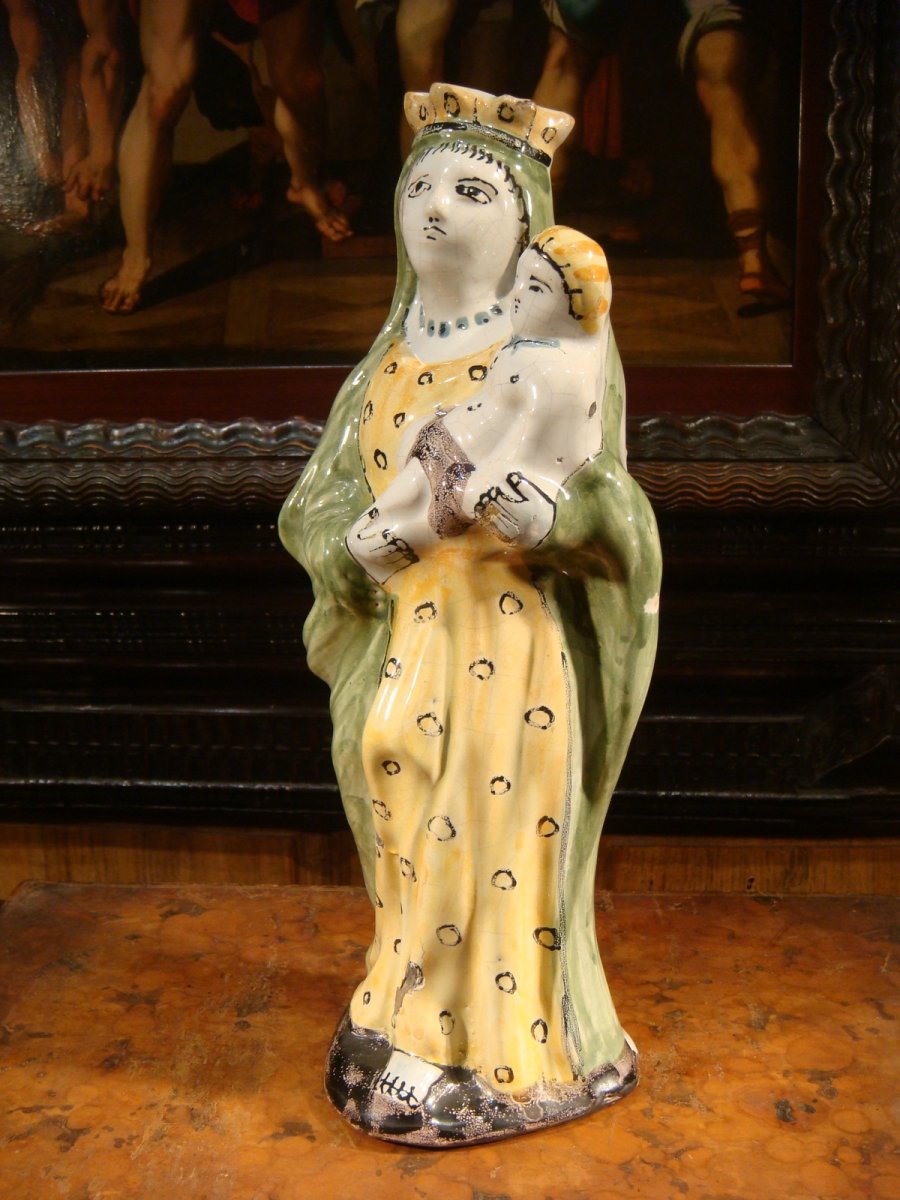 Virgin Of Childbirth Faience Rennes - Epoque XVIII-photo-3