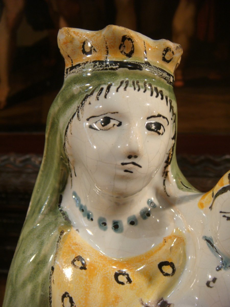 Virgin Of Childbirth Faience Rennes - Epoque XVIII-photo-5