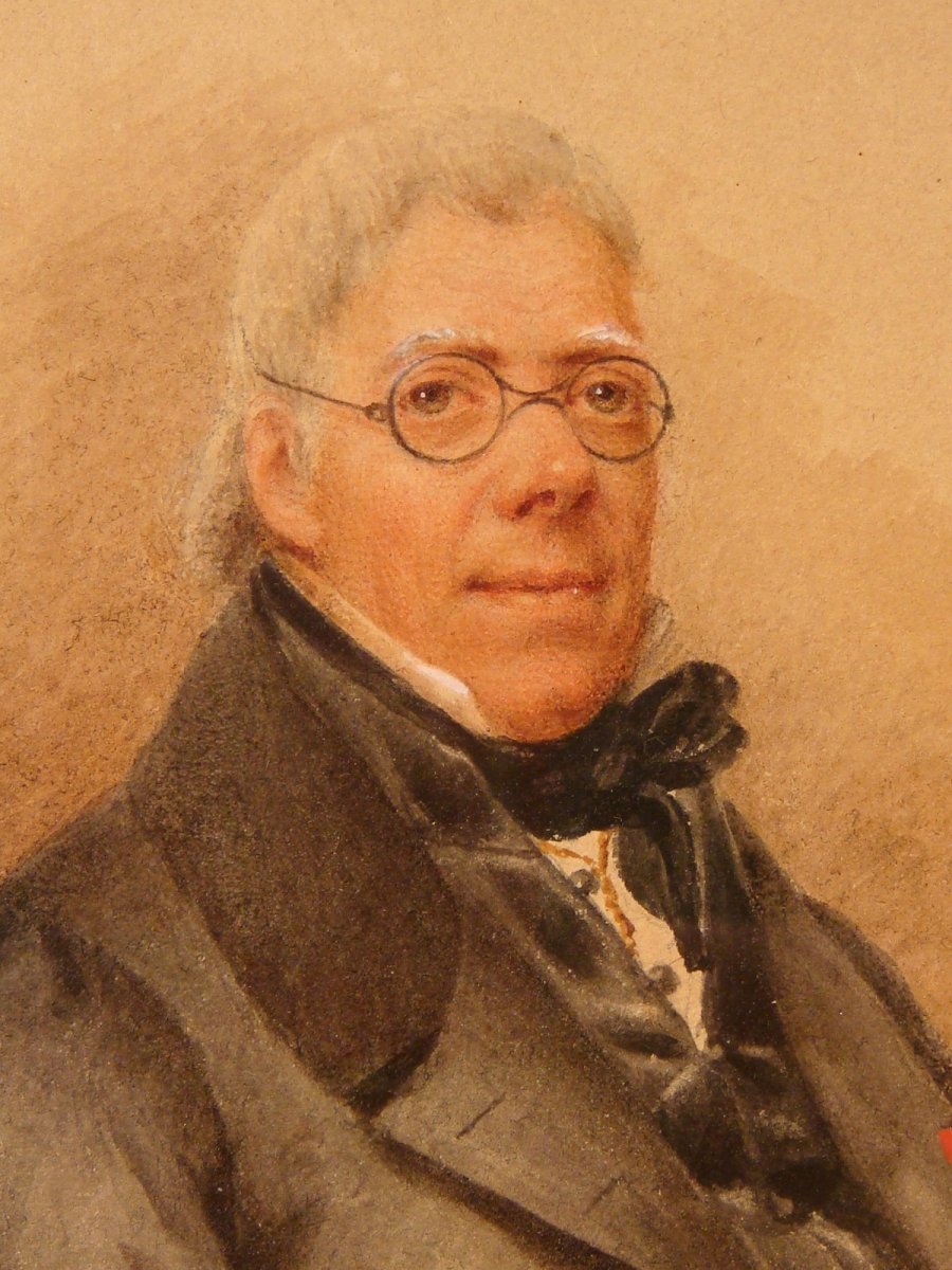 Portrait Aquarelle Homme De V. De Montford -photo-1