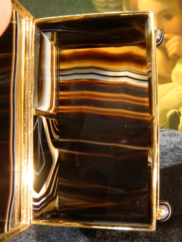 Box Rectangular Agate And Brass Gold Epoque XIX -photo-7