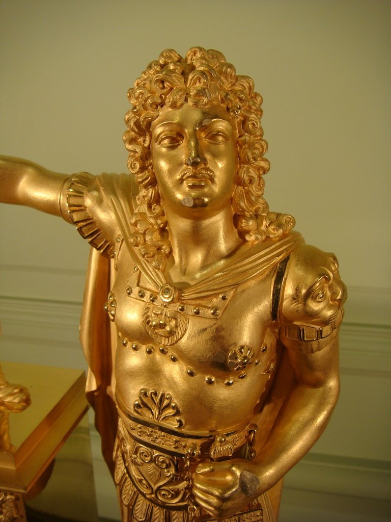 Pendule En Bronze Doré Louis XIV Empereur - Epoque 1 Er Empire-photo-3