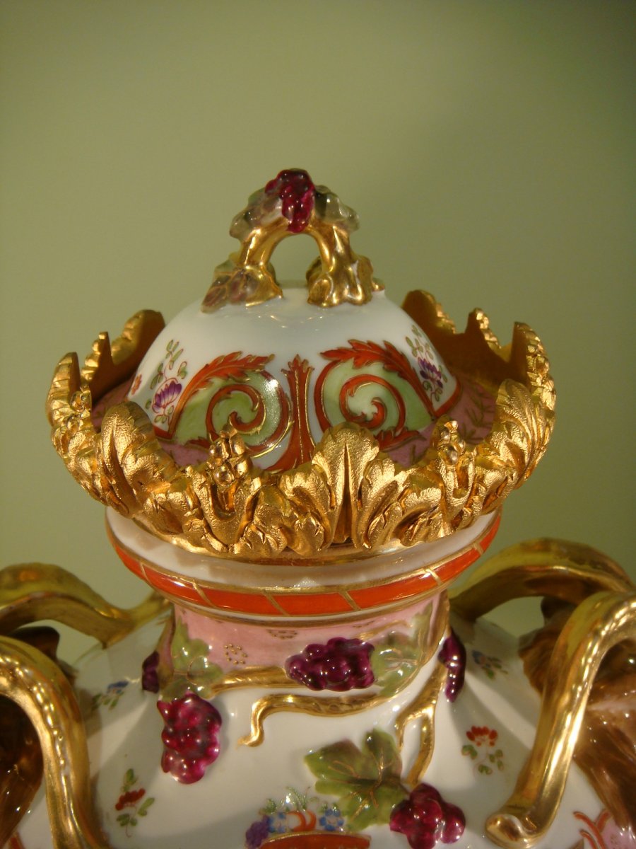 Paire De Grands Vases En Cassolettes Porcelaine-photo-8