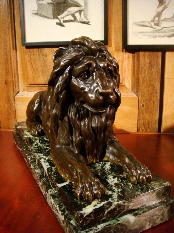 Paire De Lions En Bronze - Epoque Napoléon III-photo-4