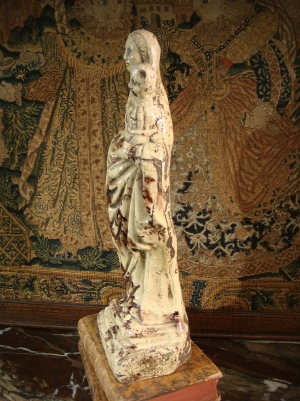 Ligron Virgin And Child In Varnished Earth - Epoque XVIII-photo-2