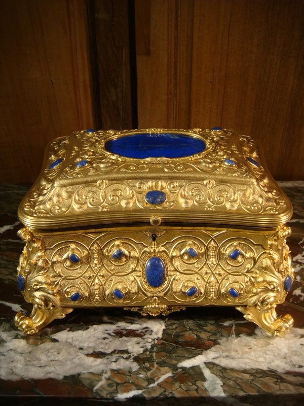 Box In Lapis Lazuli And Gilt Bronze - Period XIX-photo-2