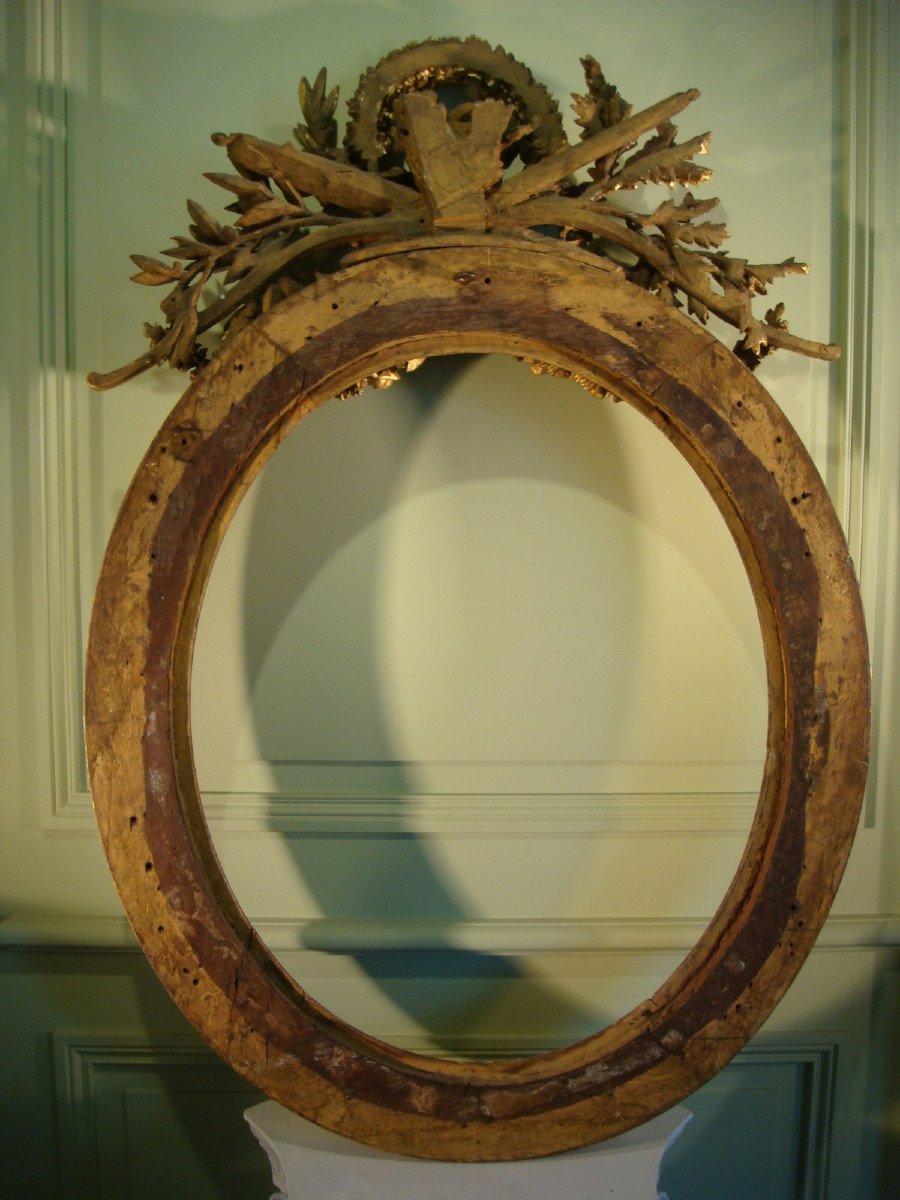 Oval Frame In Golden Wood Stamped From Infroit - Louis XVI Period-photo-6