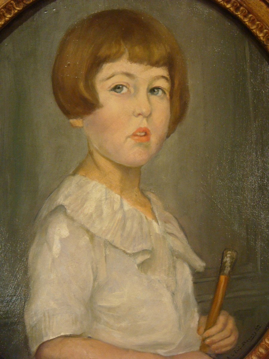 Portrait Tableau d'Une Jeune Fille à La Canne-photo-8