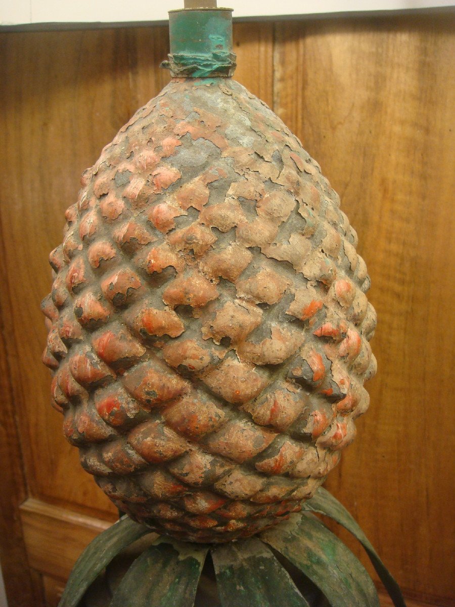 Pair Of Large Medici Pineapple Lamps In Zinc-photo-2