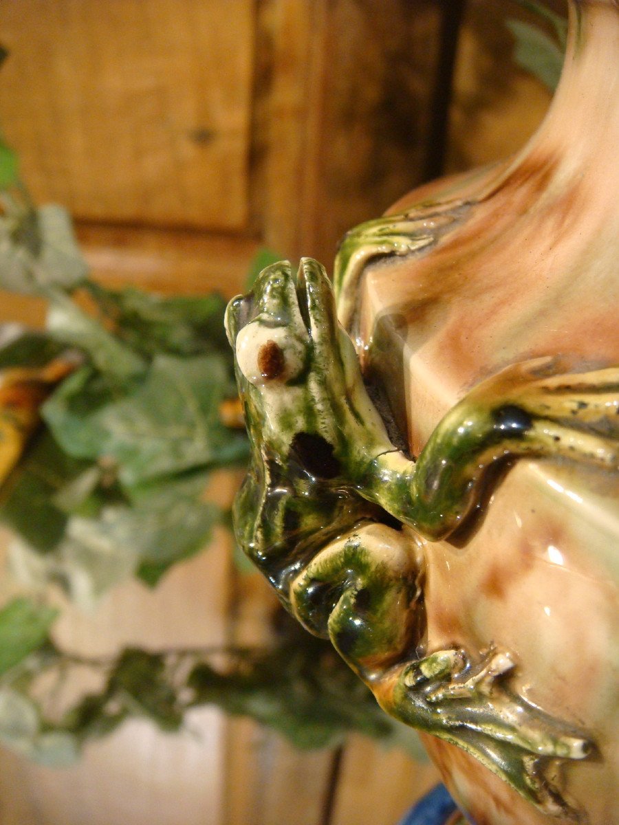 Vase With Frogs Majolica Palissy Thomas Sergent-photo-1