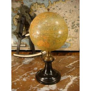 Terrestrial Globe From The House E. Bertaux Period Late XIXth Century