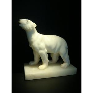 Sculpture Ours Blanc En Albatre Epoque Art Déco