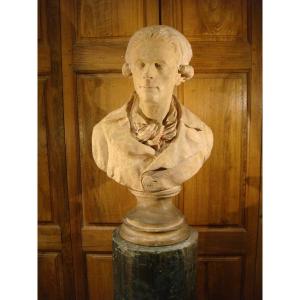 Bust Of Gentleman In Patina Plaster Period 18th Century