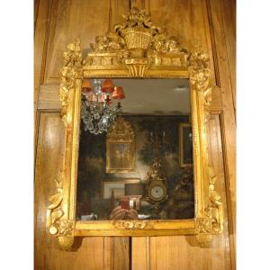 Louis XVI Mirror In Gilded Wood, 18th Century 