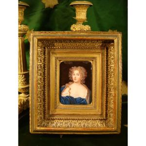 Portrait Painting On Enamel Of Ninon De l'Enclos Lafontaine - Swiss School