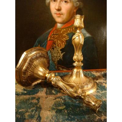 Paire De Flambeaux Louis XV En Bronze Doré - Epoque XVIII ème