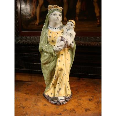 Vierge d'Accouchée En Faience De Rennes - Epoque XVIII ème 