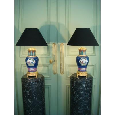 Pair Of Porcelain Lamps - Second Empire Period