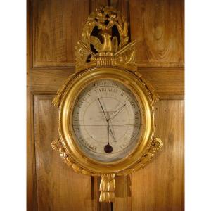 Oval Barometer In Golden Wood - Louis XVI Period