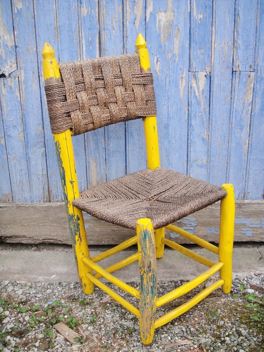 2 Chaises Et 1 Tabouret Paillés De Bergerie-photo-1