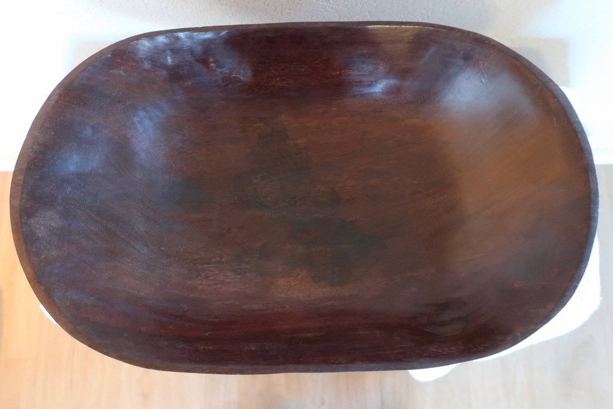 Large Hand-carved Wooden Fruit Bowl-photo-1