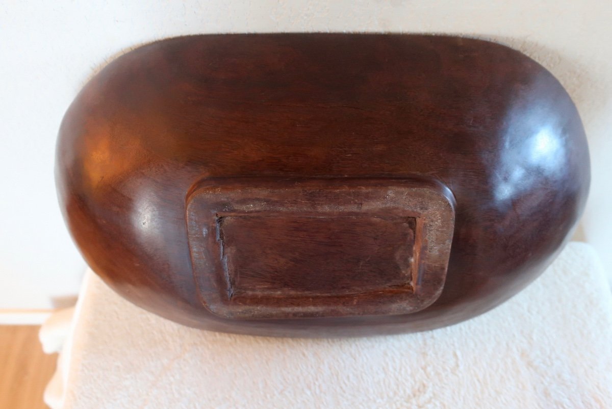 Large Hand-carved Wooden Fruit Bowl-photo-2