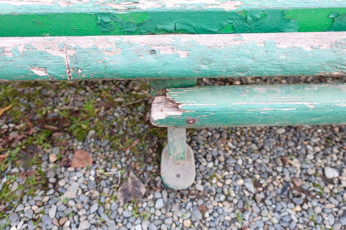 Very Large Garden Bench 1900, "swan Neck", 250 Cm, Fonderies De Maubourguet.-photo-7