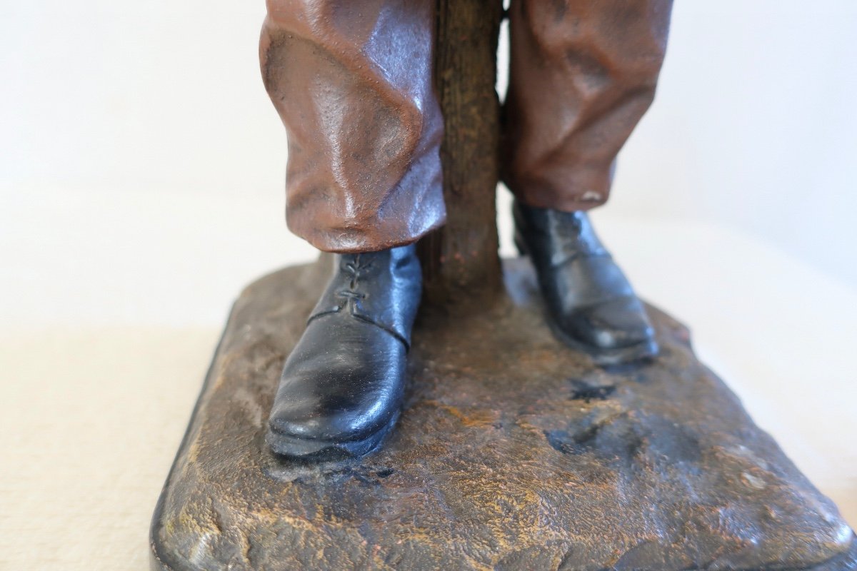 19th Century Terracotta By Joseph Le Guluche, Boy With A Cornet Of Fries, Damaged-photo-4