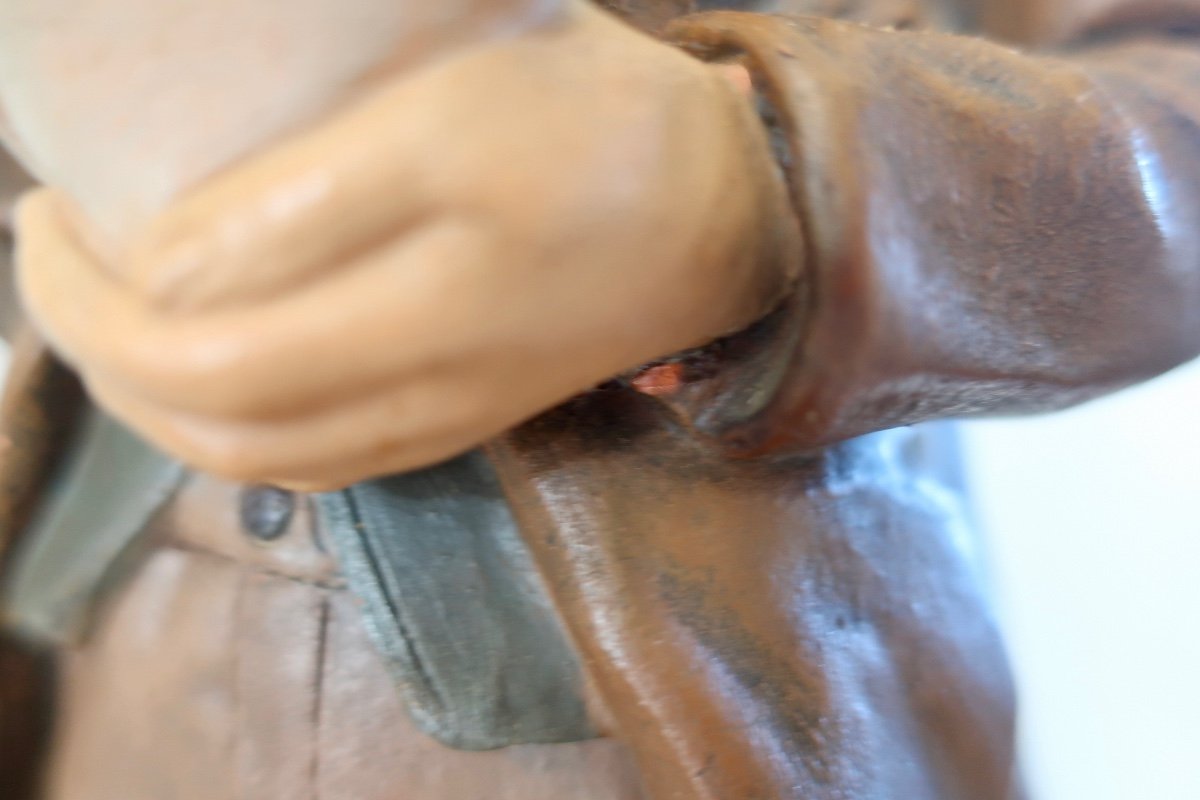 19th Century Terracotta By Joseph Le Guluche, Boy With A Cornet Of Fries, Damaged-photo-8