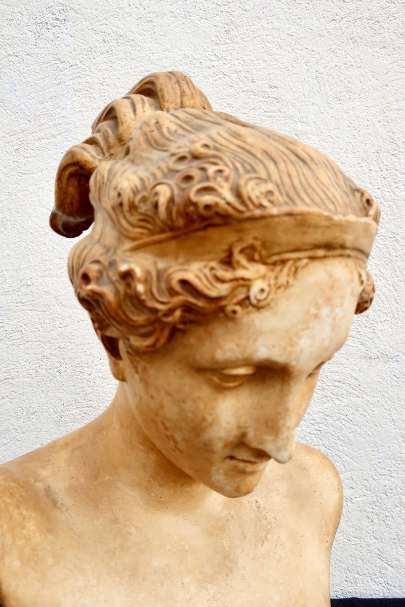 "hébé", Antique Plaster Bust, After Antonio Canova, Late 19th-early 20th Century.-photo-3