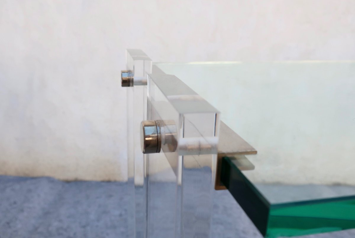 Marais International Design Console, Glass And Plexiglas, Circa 1980-photo-4