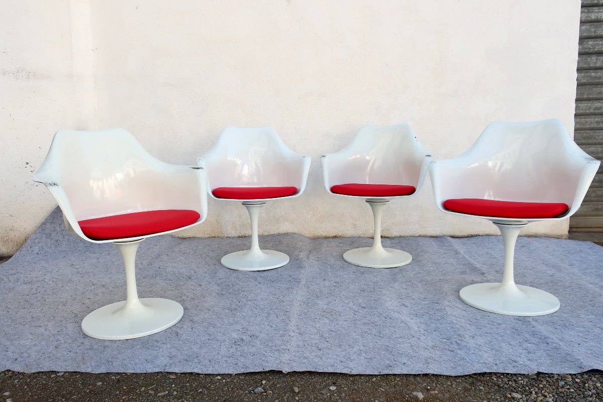 Four Swivel “tulip” Armchairs Saarinen Reissues-photo-2