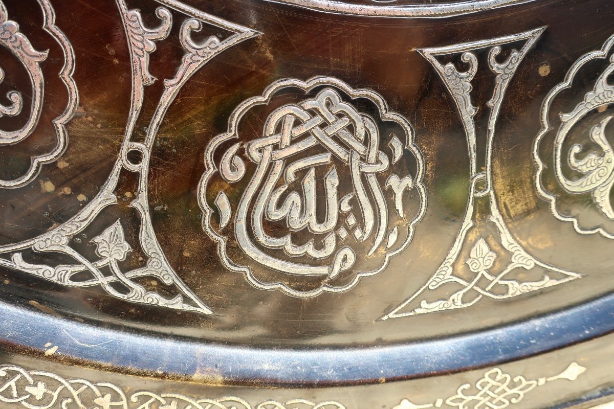 Superb Large Syrian Persian Bronze Damascus Platter 19th Century, 67.5 Cm In Diameter -photo-1