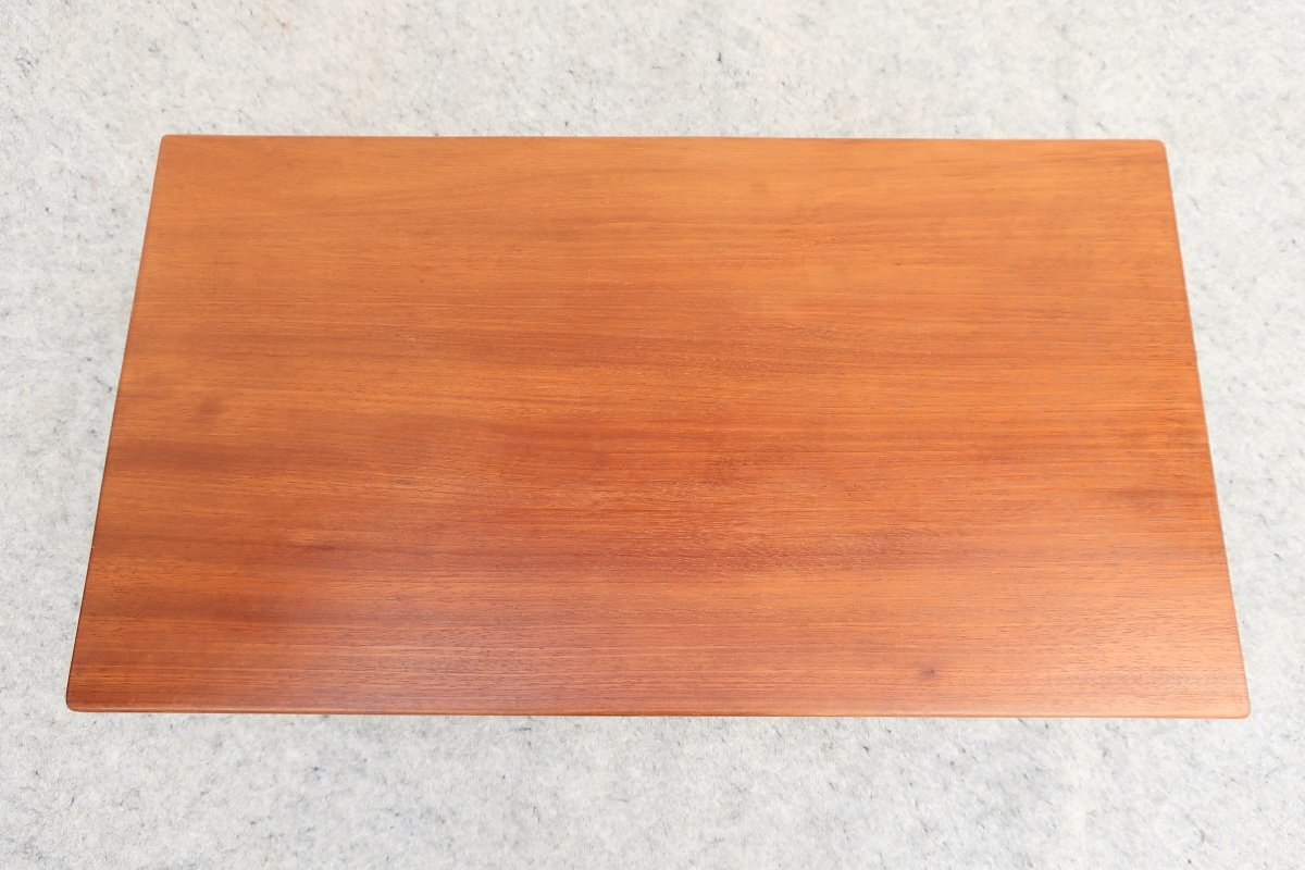 Scandinavian "brutalist" Japandi Style Coffee Table, Solid Teak, 20th Century-photo-1