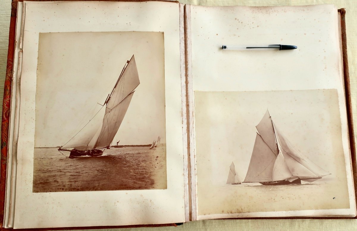 Superb Album Of 54 Original Photos Late 19th Century Including 4 Sailboats By Alfred John West