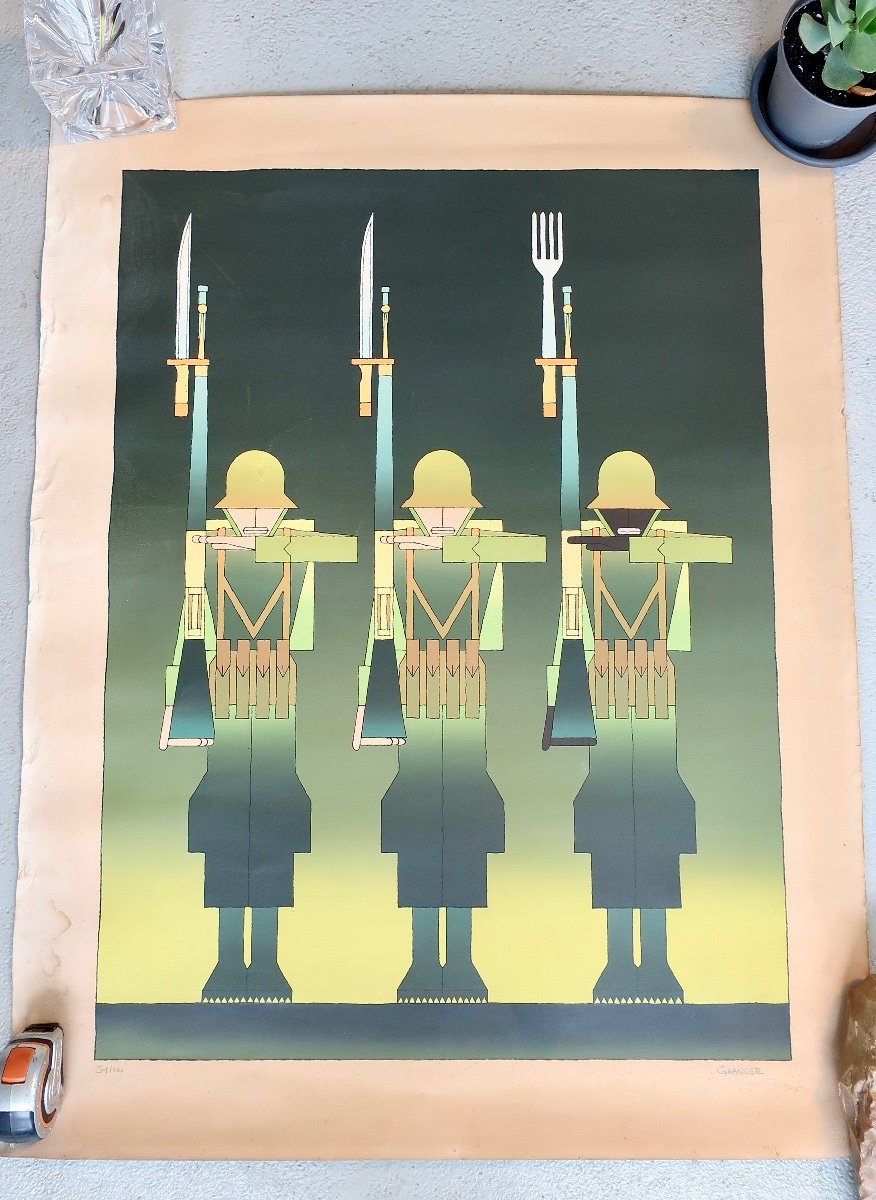 Rare Screen Print By Michel Granger N° 1/100, 80 X 60 Cm, Circa 1973-1975