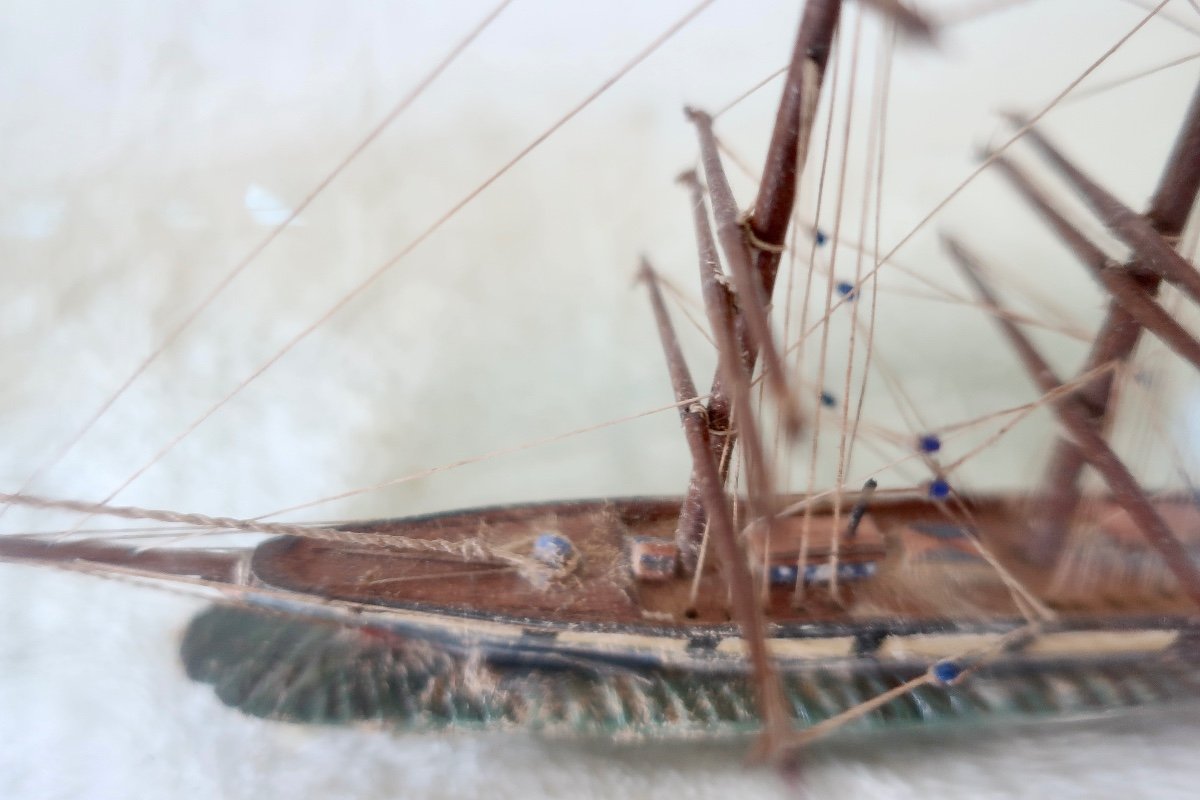 Boat, Sailboat In Bottle, With Tugboat, 19th Century-photo-4