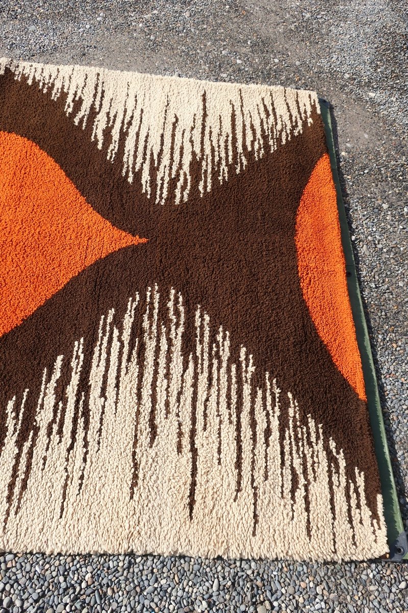 Superb 1970s Designer Rug, Pure Knotted Wool, 2.80 X 2 M.-photo-2