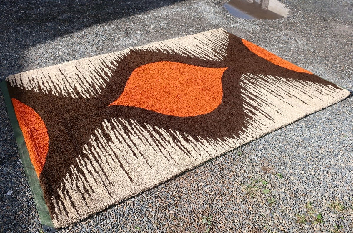 Superb 1970s Designer Rug, Pure Knotted Wool, 2.80 X 2 M.