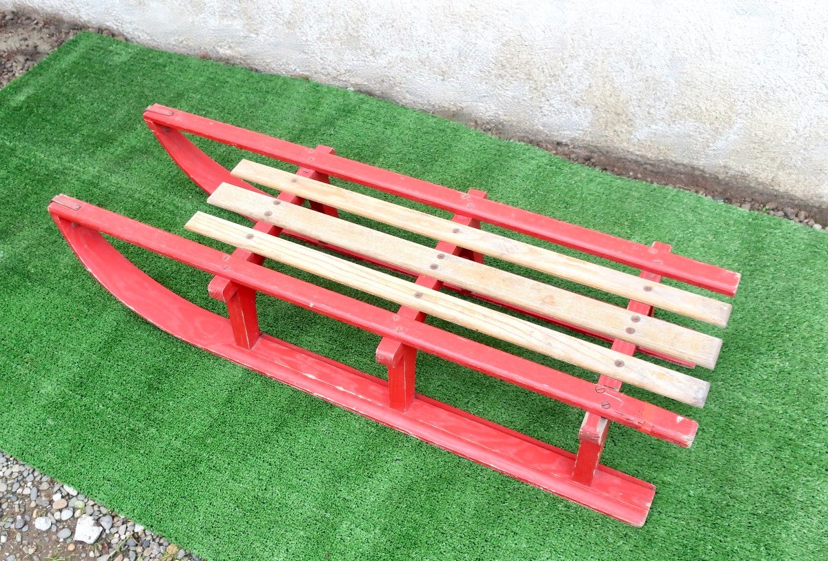 Two-seater Oak Sled, 1930s, 106 Cm-photo-2