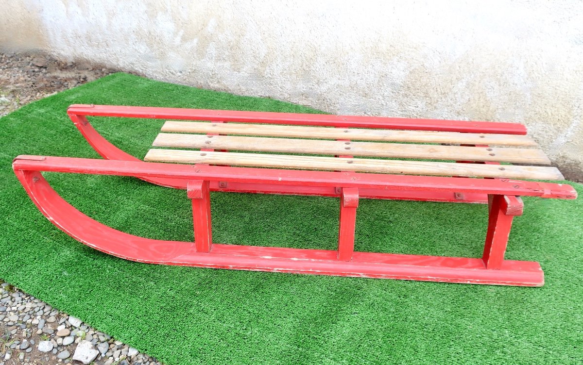 Two-seater Oak Sled, 1930s, 106 Cm-photo-3