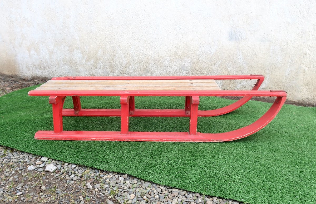 Two-seater Oak Sled, 1930s, 106 Cm-photo-4