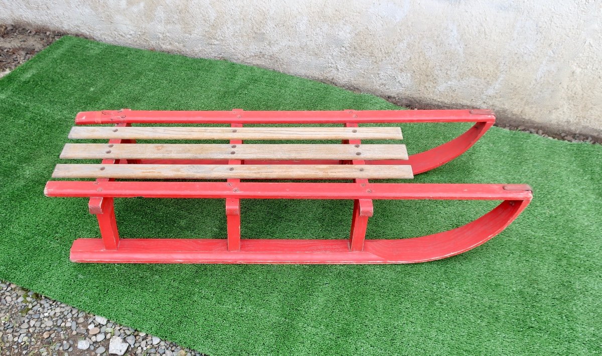 Two-seater Oak Sled, 1930s, 106 Cm-photo-1