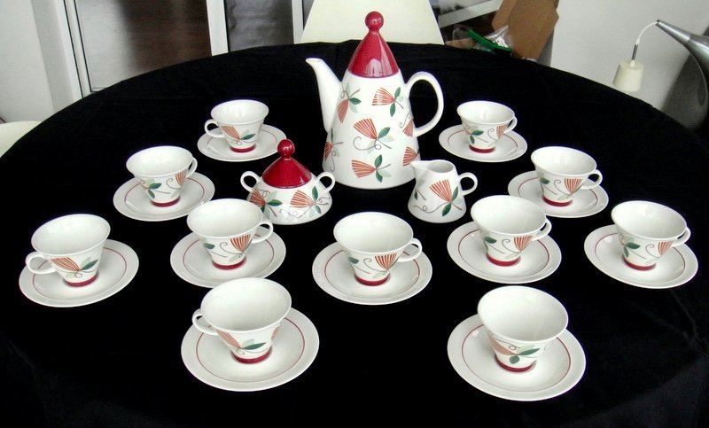 Arabia Finland, Rare 25 Pieces Porcelain Coffee Set, Very Good Condition-photo-2