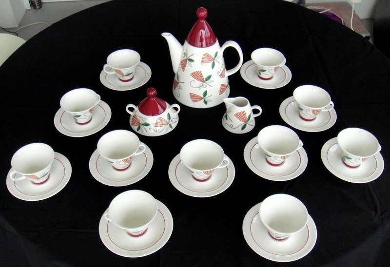 Arabia Finland, Rare 25 Pieces Porcelain Coffee Set, Very Good Condition-photo-4