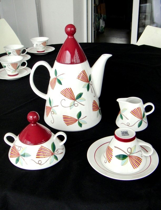 Arabia Finland, Rare 25 Pieces Porcelain Coffee Set, Very Good Condition-photo-2