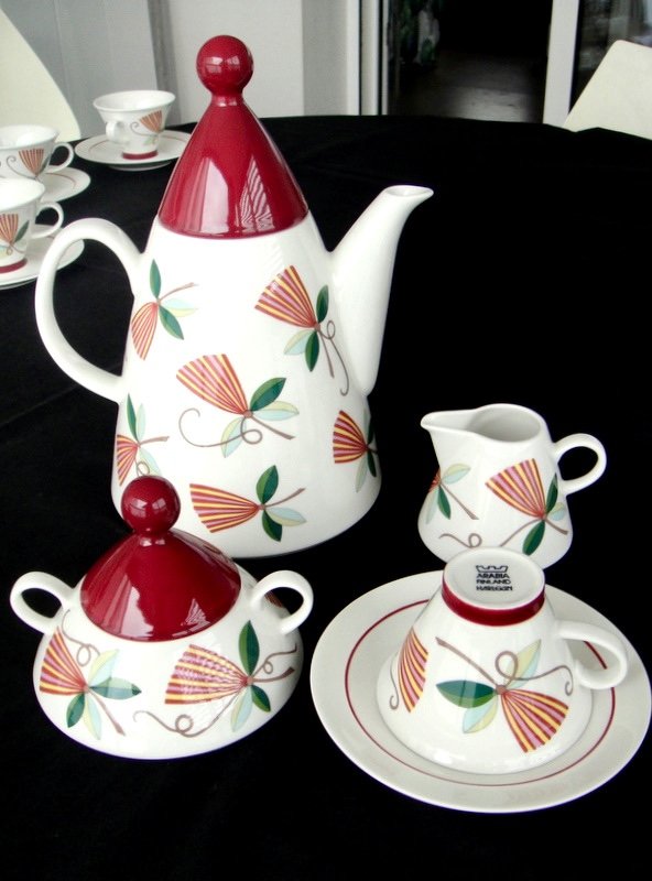 Arabia Finland, Rare 25 Pieces Porcelain Coffee Set, Very Good Condition-photo-3