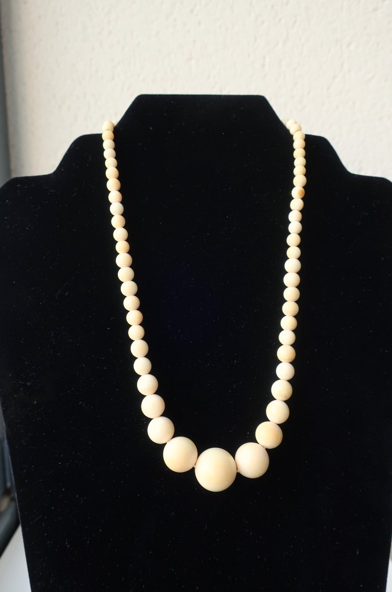 Ivory Drop Necklace, 1930s, 17.6" Long, No.2-photo-2