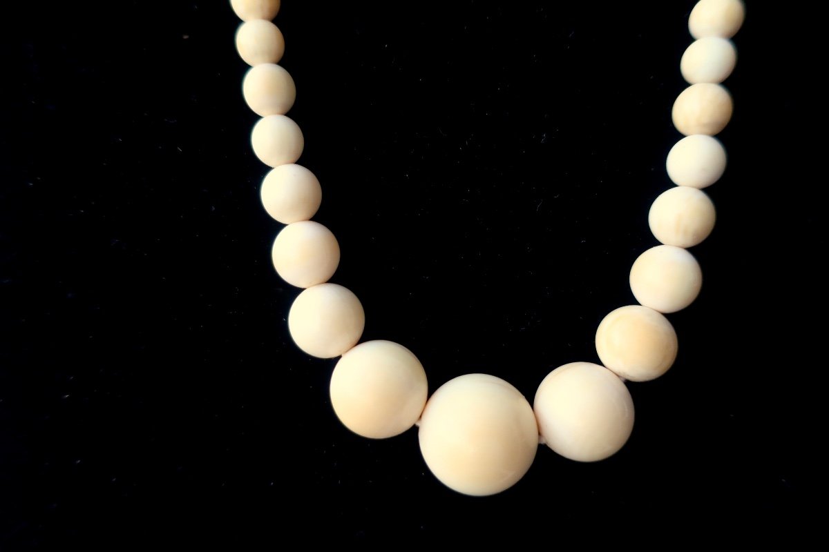 Ivory Drop Necklace, 1930s, 17.6" Long, No.2-photo-3